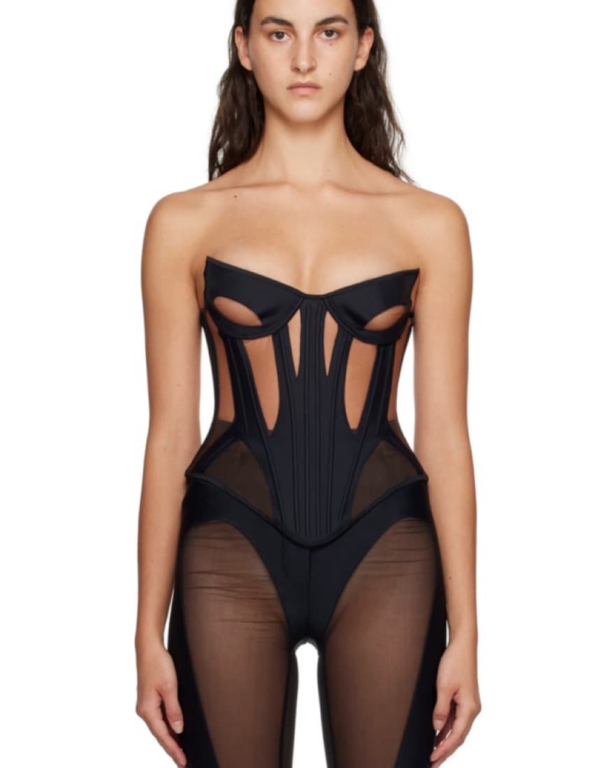 Mugler Black Panelled Corset - Image 3