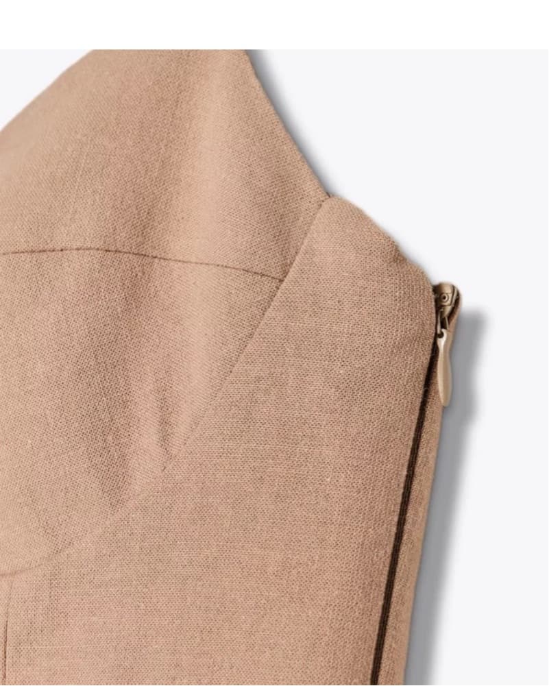 Zara Strappy Beige Midi Dress - Image 5