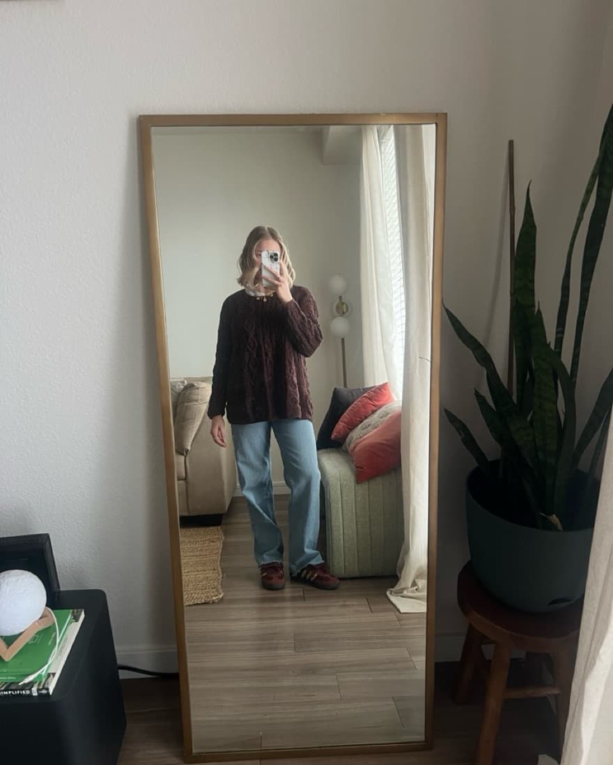 Brown Oversized Cableknit Sweater - Image 6