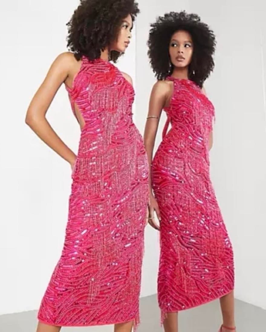 Asos Sequin Halter Midi Dress - Image 2