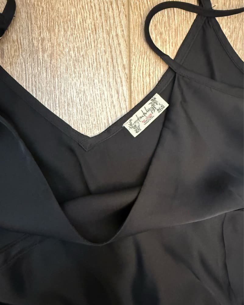 Free People Bias Black Satin Slip Dress - Image 4