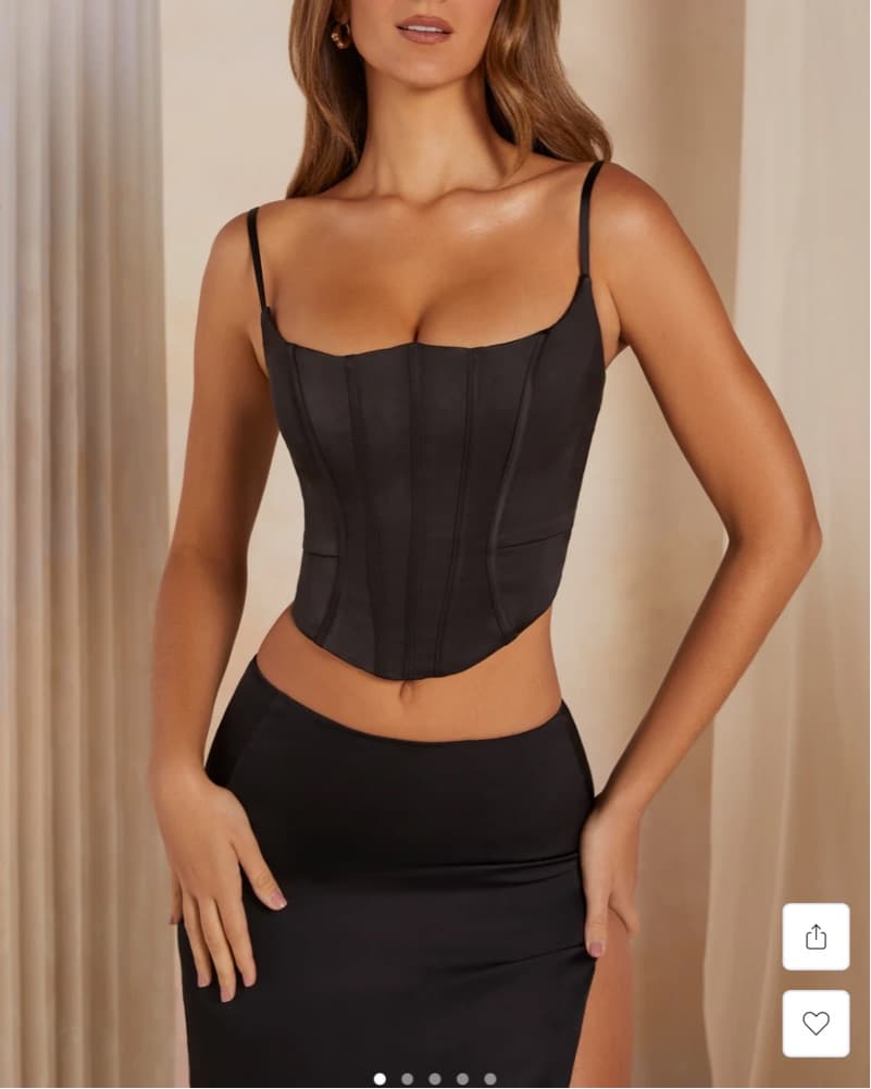 Sleek Satin Corset Top W Ties On Back - Image 1
