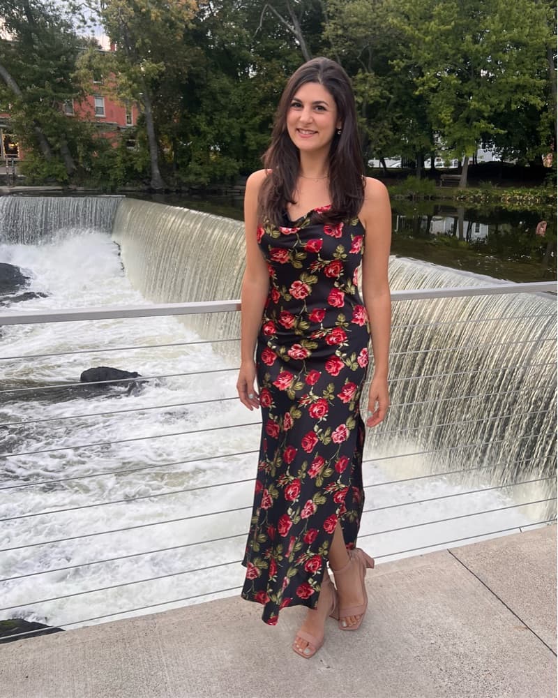 Maxi Slip Dress, Black With Red Roses - Image 2