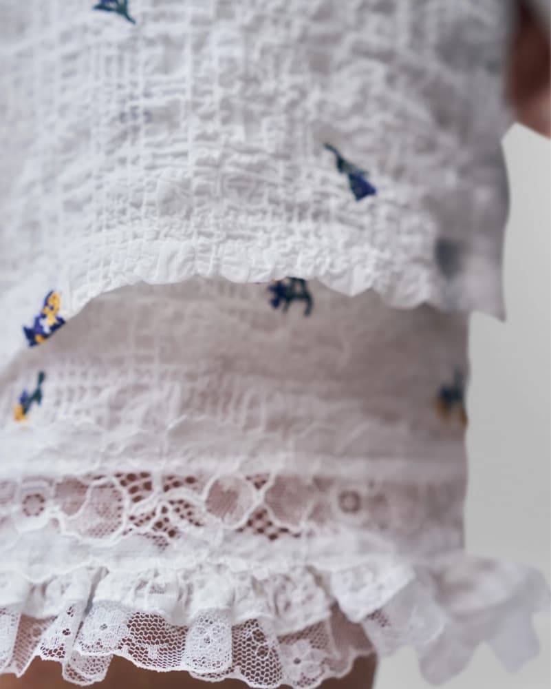 Floral Lace Button Up Top And Short Set - Image 6