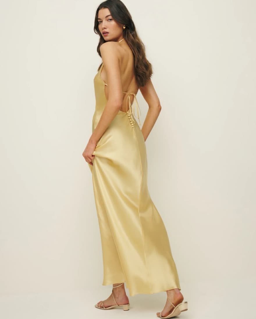 Yellow Reformation Silk Gown  - Image 1