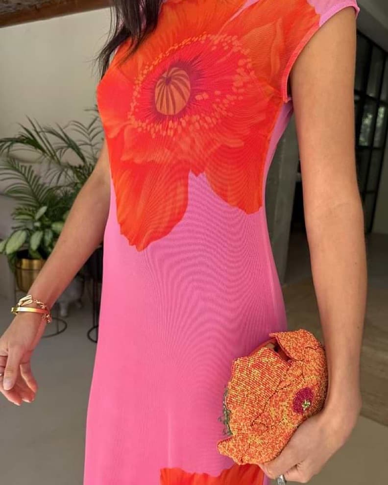 Pink Poppy Sleeveless Mesh Dress - Image 2