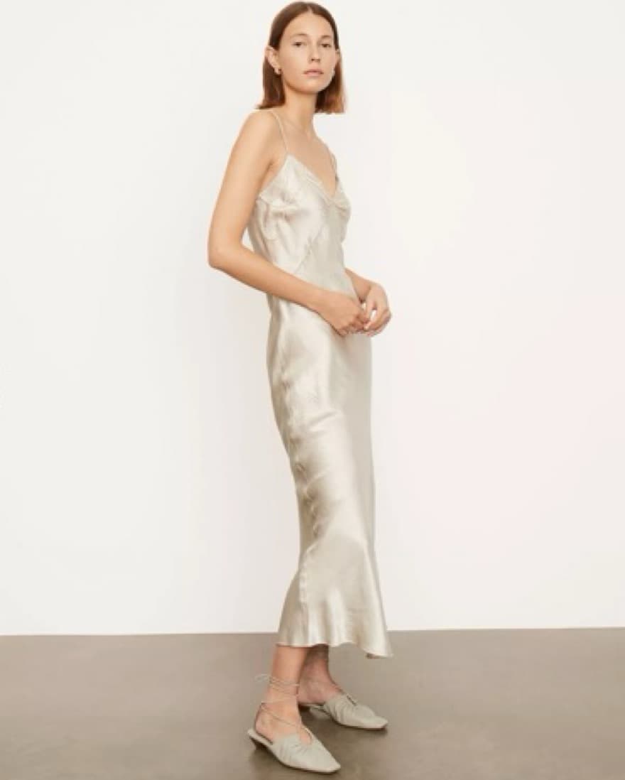 Draped Beads V-Neck Slip Dress - Image 1