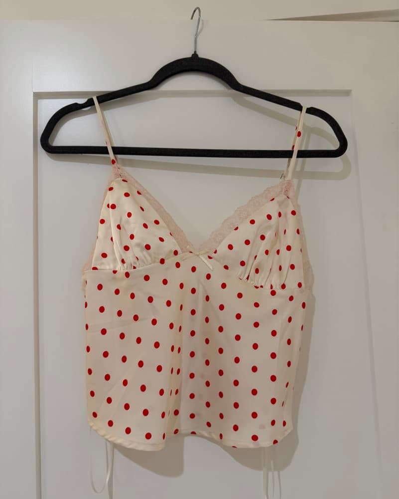 White And Red Polka Dot Lace Cami  - Image 2