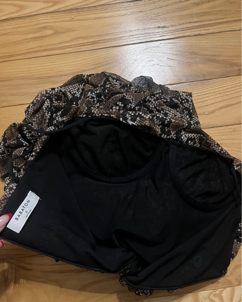 Brown Snakeskin Ruched Bodycon Dress - Image 4