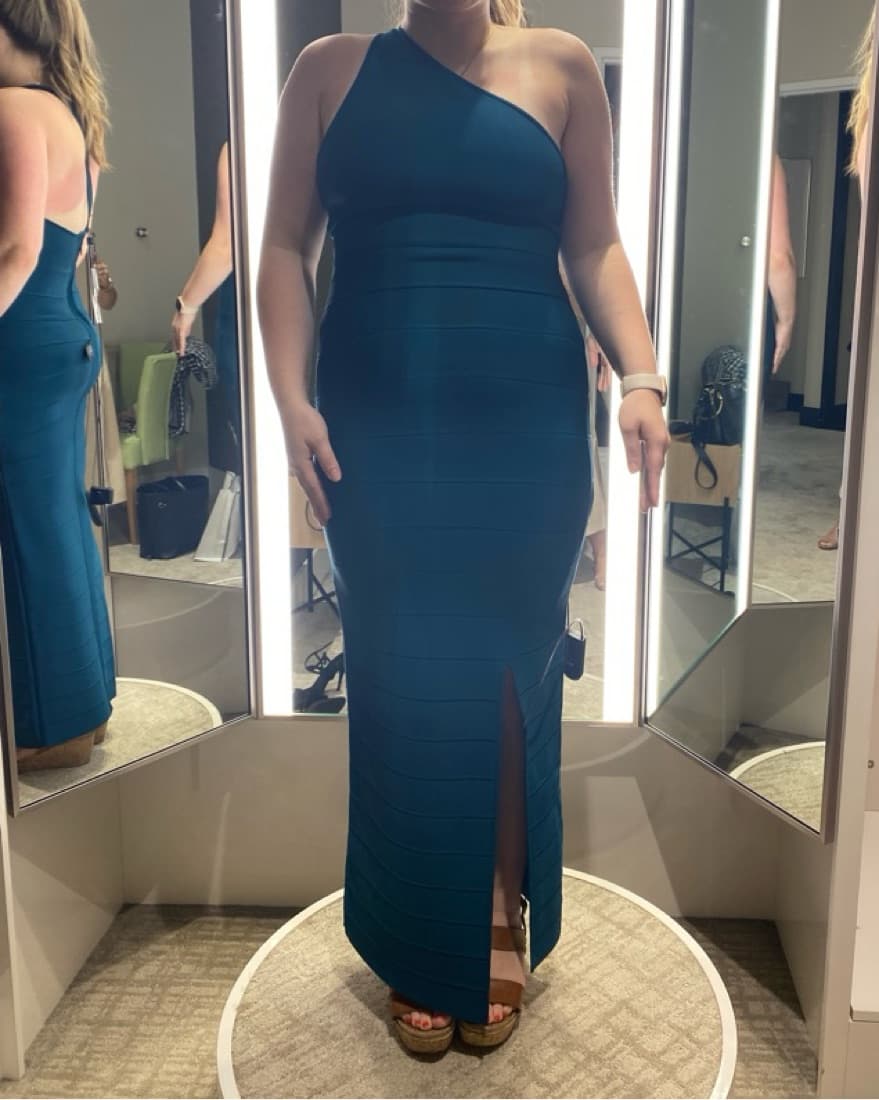 Herve Leger Teal Gown - Image 4