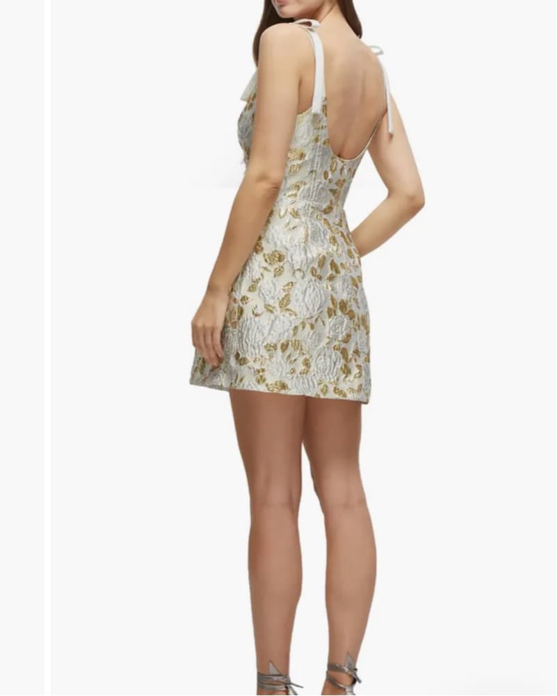 Metallic Floral Jacquard Dress - Image 2