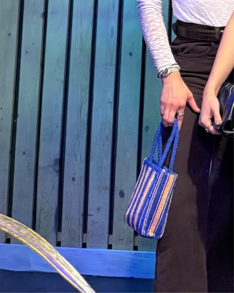 Anthropologie Striped Beaded Bag - Image 3