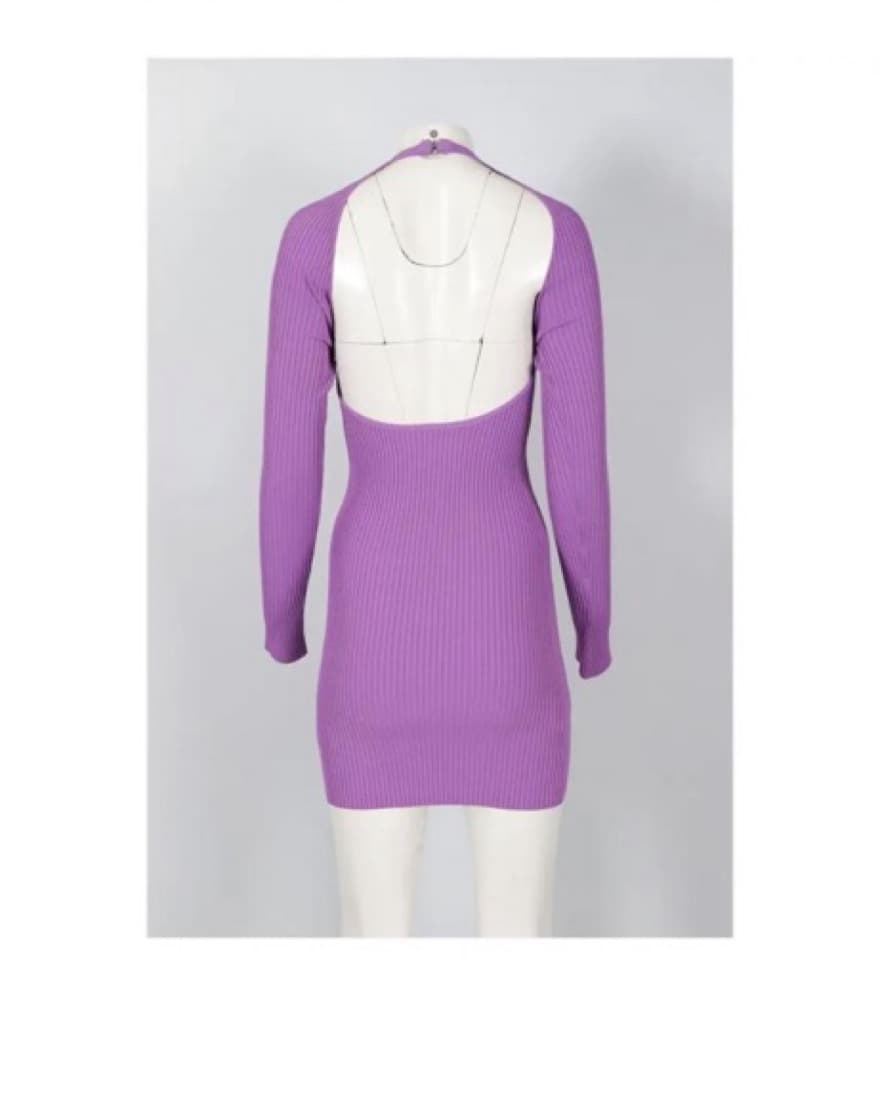David koma Purple Ribbed Knit Mini Dress - Image 4
