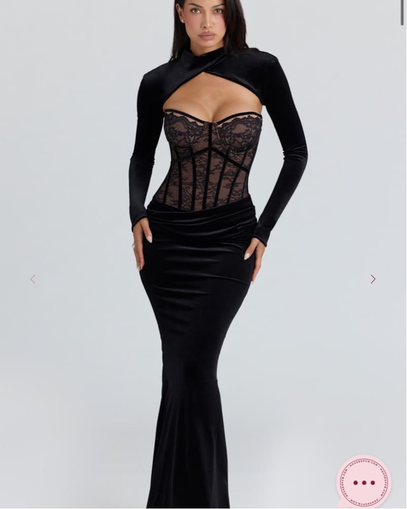 House Of CB Ayana Black Lace Maxi Dress - Image 1
