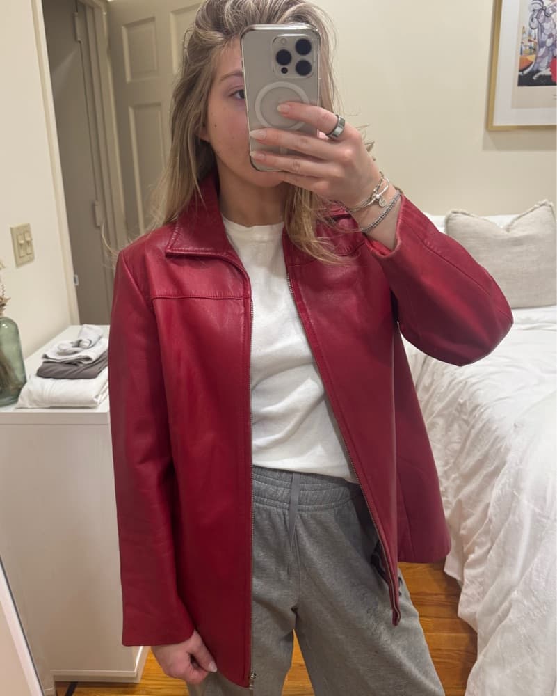 Red Leather Jacket - Image 1