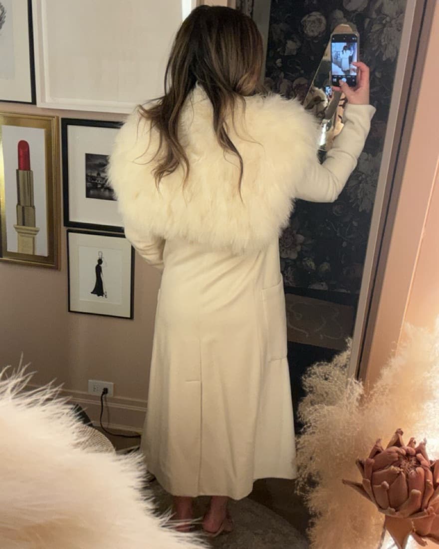 Chic Real feather Ivory Coat - Image 2