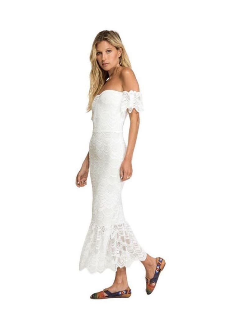 Aqua XXS White Lace Mermaid Dress - Image 1