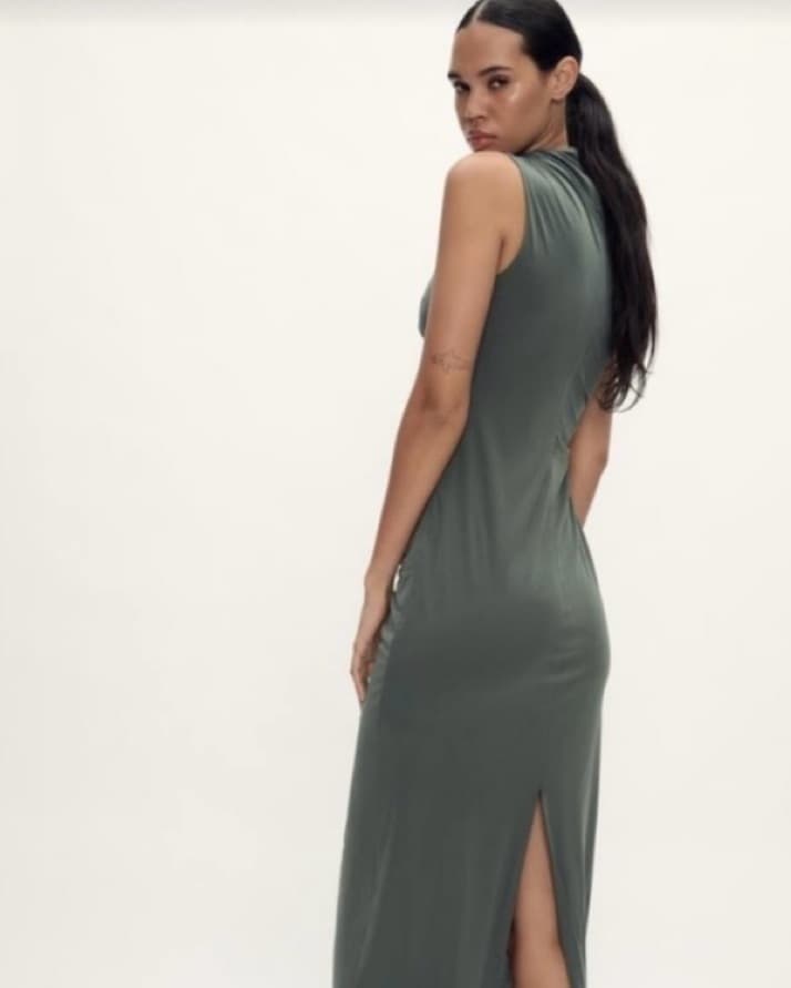 Zara Olive Green Midi Dress - Image 2