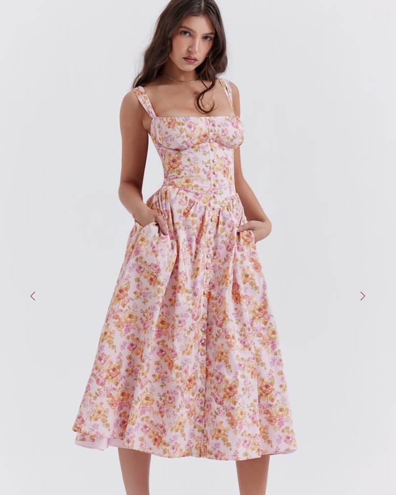 House Of Cb Tatiana Pink Floral Midi - Image 1
