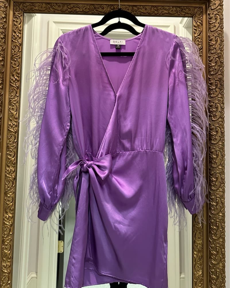 Delfi Collective Purple Feather Dress - Image 1