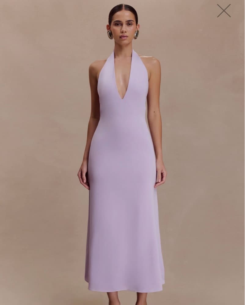 Lilac Genie Slinky Halter Midi Dress - Image 1