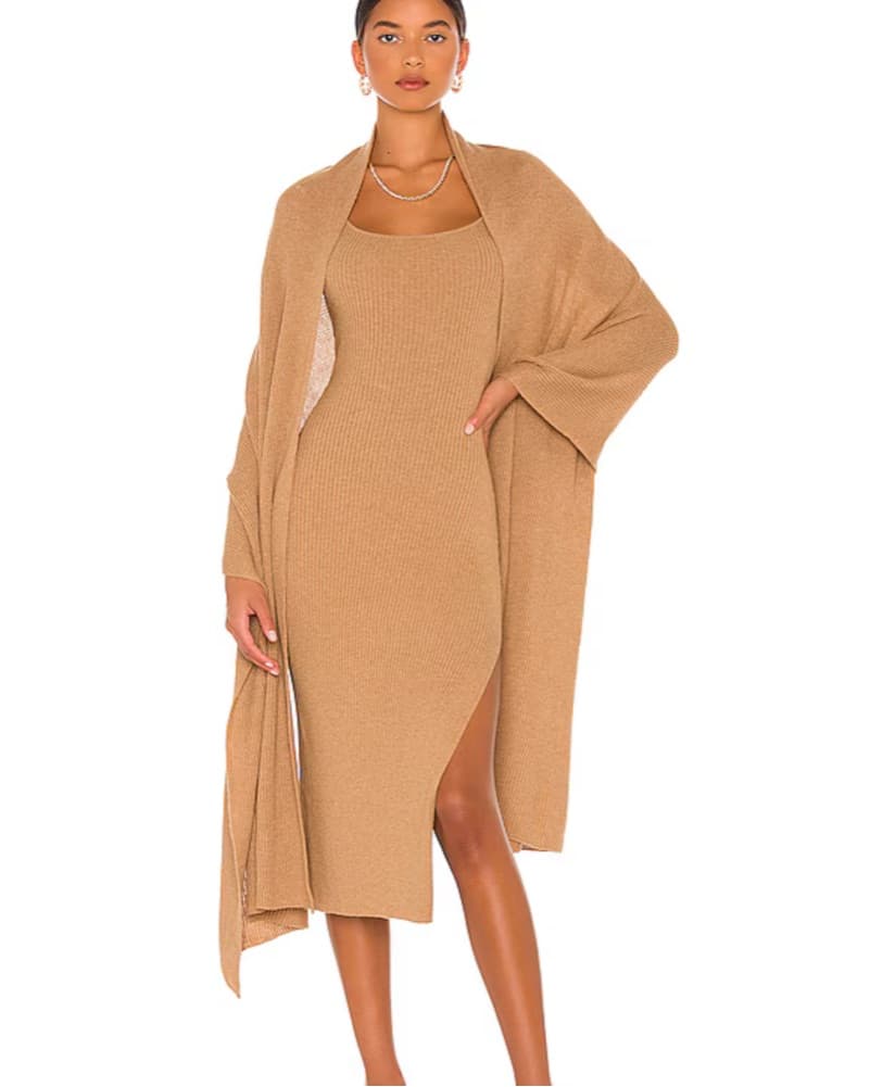 Luxurious Camel Knit Midi Dress - Image 1