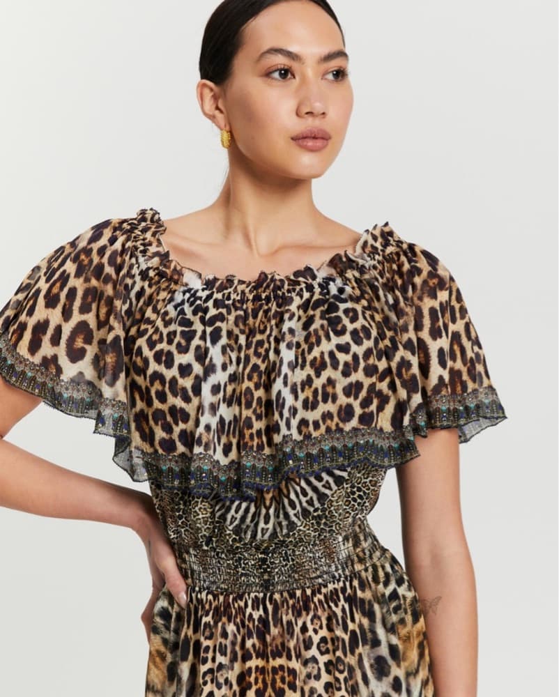 Leopard Print Silk Chiffon Maxi Dress - Image 2