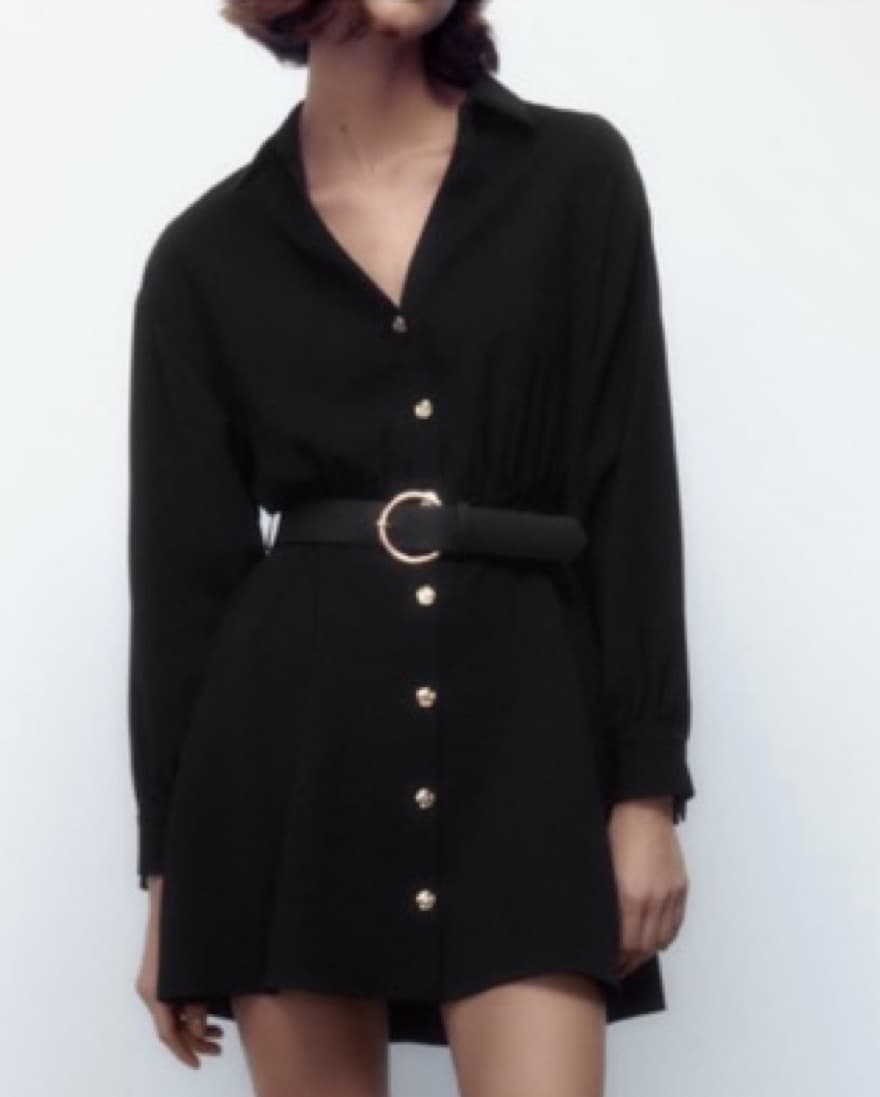 Black ZARA Suede Long Sleeve Dress - Image 1