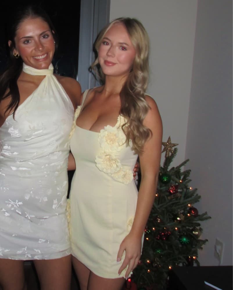 Elegant Cream Floral Dress - Image 3