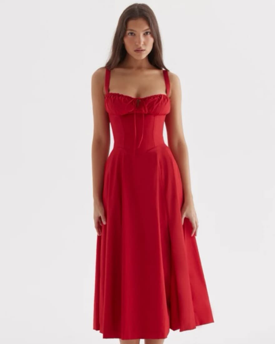 HOUSE OF CB carmen red rose midi - Image 1