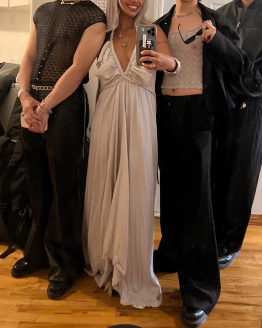 Vintage Silk Backless Tie Gown - Image 4