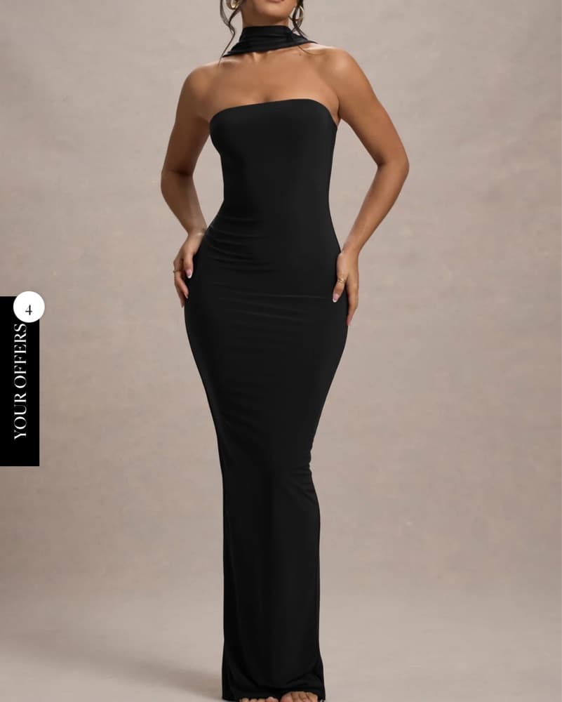 Black Bandeau Maxi Dress Halter Collar - Image 4