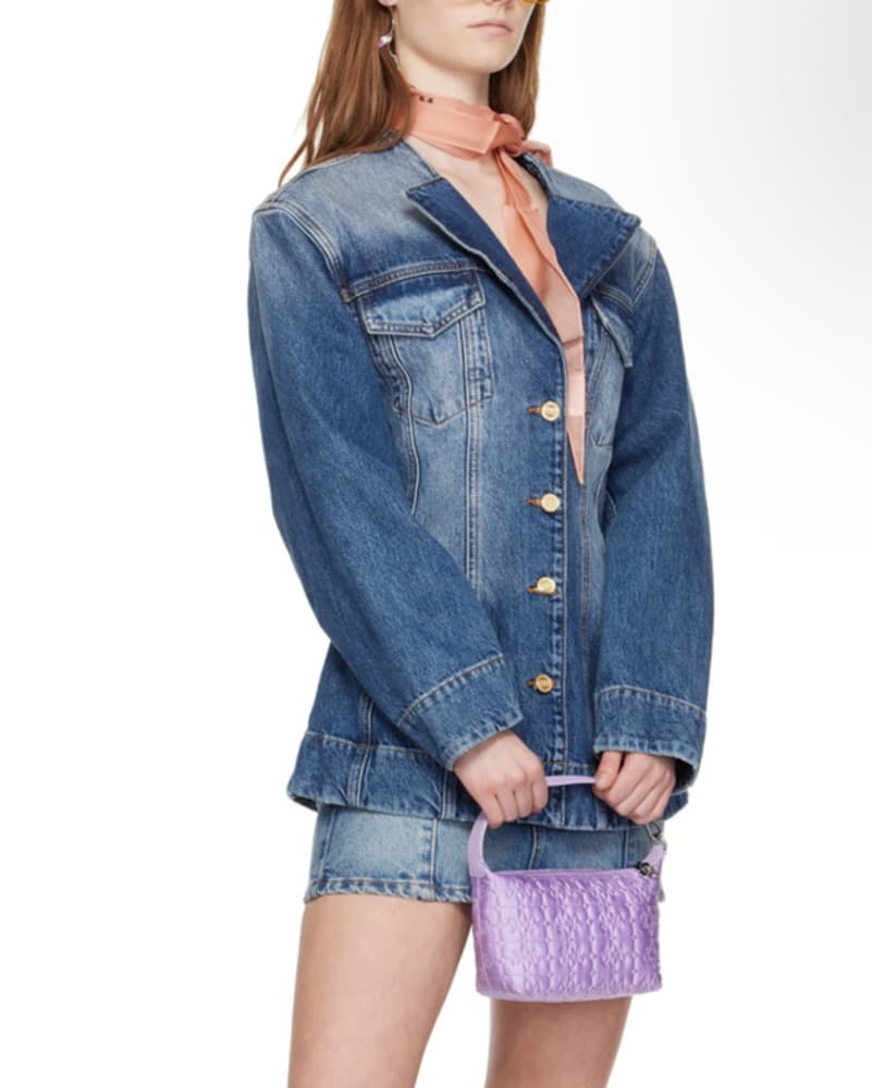 Ganni Blue Sparkle Denim Blazer - Image 2