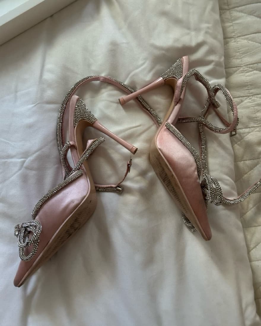 Pink Bow Pointed Toe Heels - Image 2