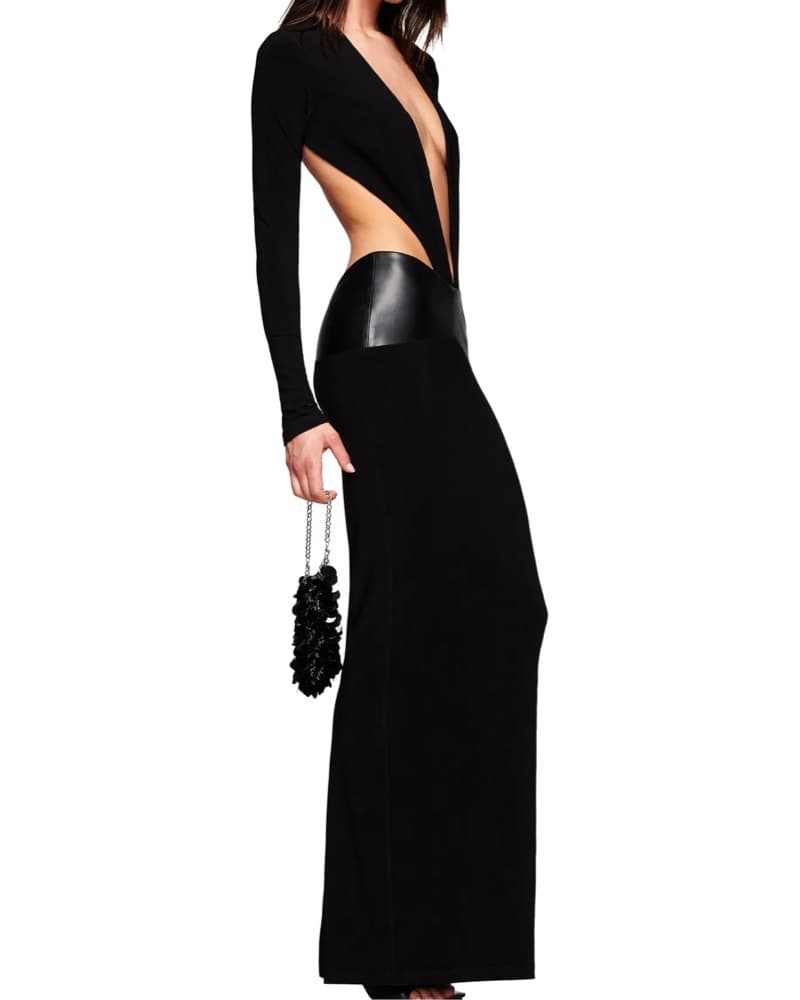 Alluring Backless Black Gown - Image 2