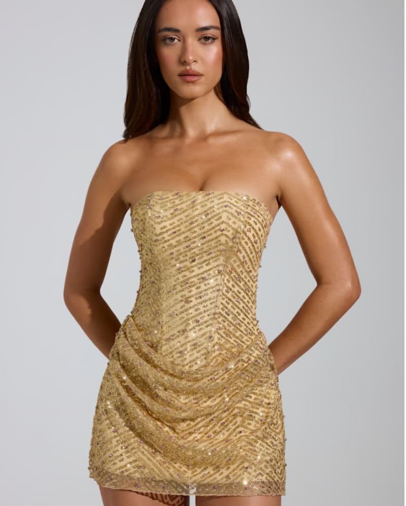 Sold Out Oh Polly Gold Amalina Dress - Image 1