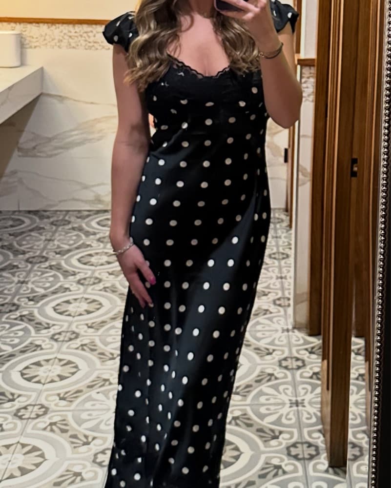 Free People Black Polka Dot Dress - Image 3
