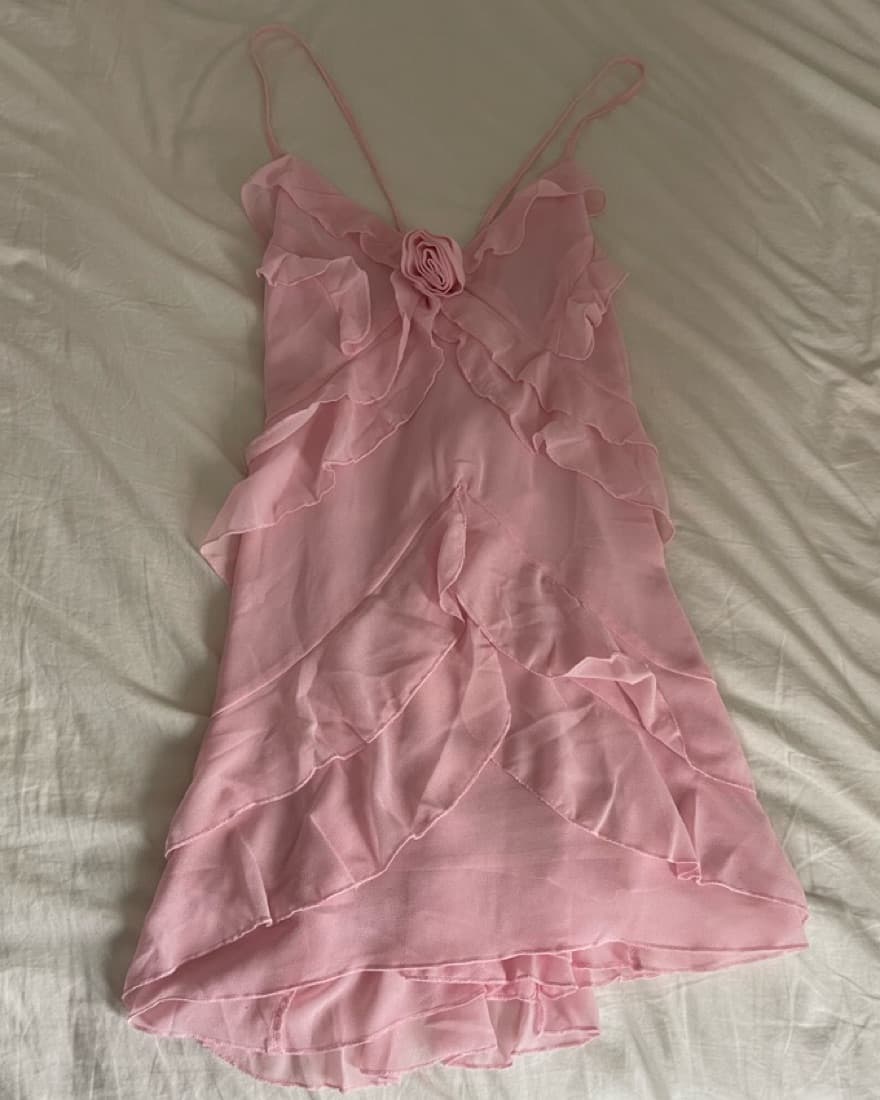 Rosette Frill Mini Dress  - Image 4