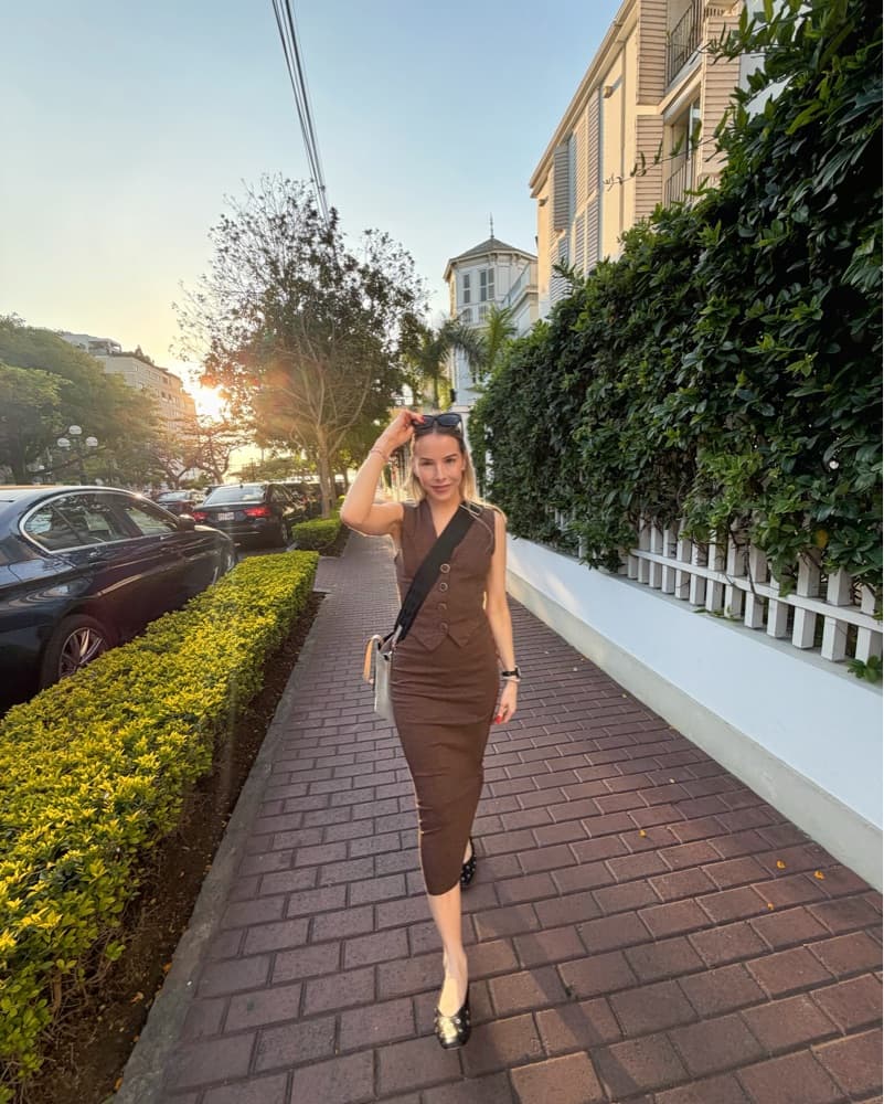 Brown Button Midi Dress - Image 1