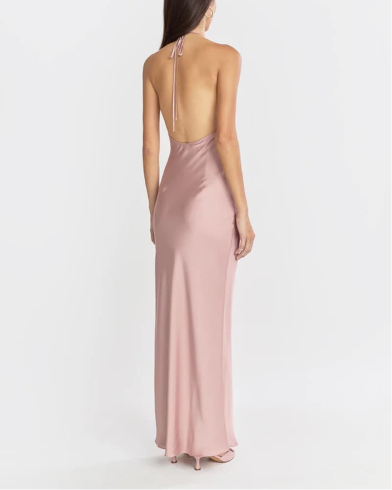 Stolen Studios Halter Bias Pink Dress - Image 6