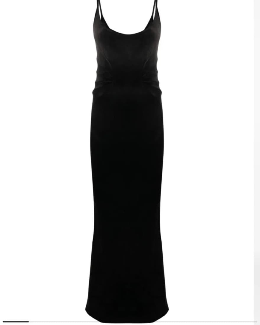 Rick Owens Black Ruched Velvet Gown  - Image 2
