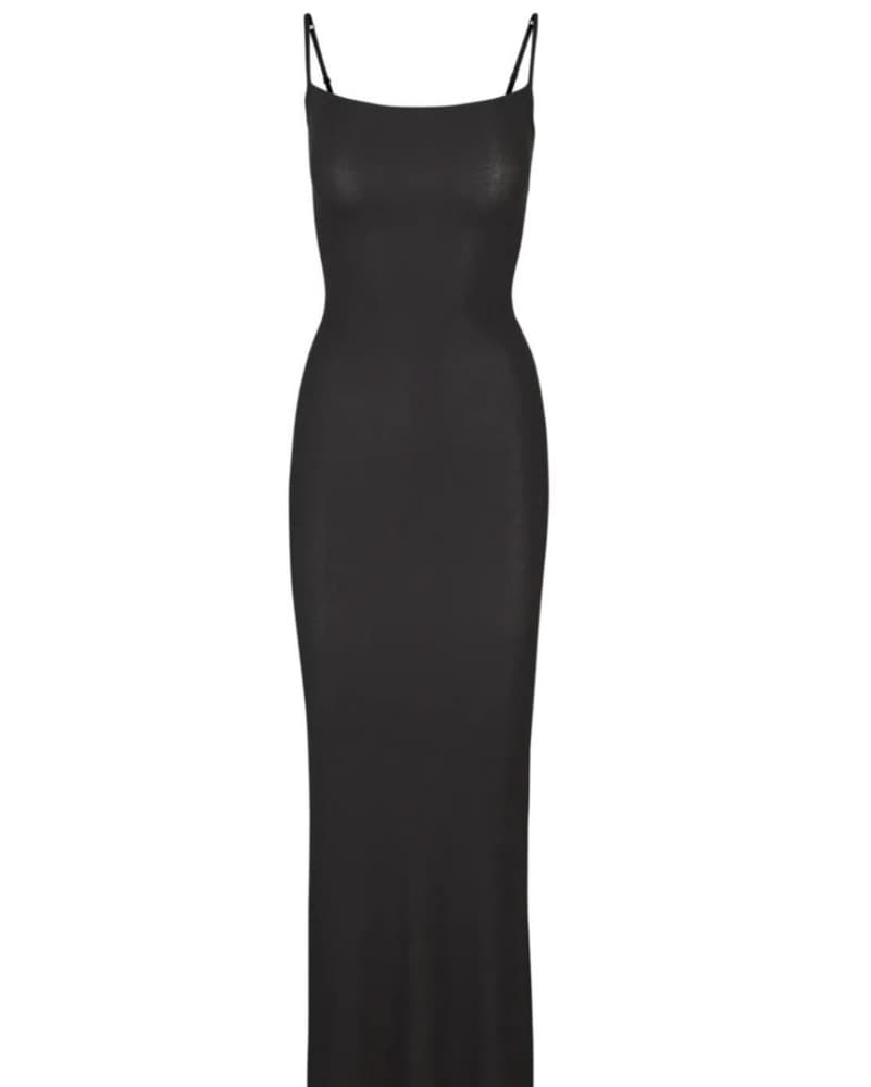 Skims Long Slip Dress Black - Image 5