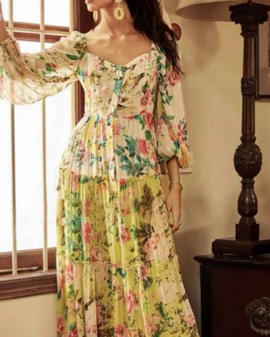 Hemant & Nandita Floral Maxi Dress - Image 4