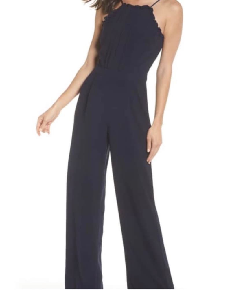 High Neck Jumpsuit Navy Blue; Adelyn Rae - Image 2