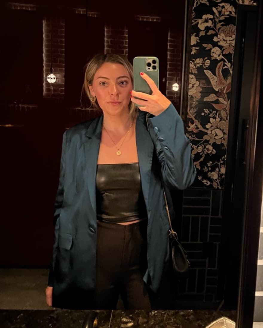 Satin Blue Blazer, Oversized - Image 2