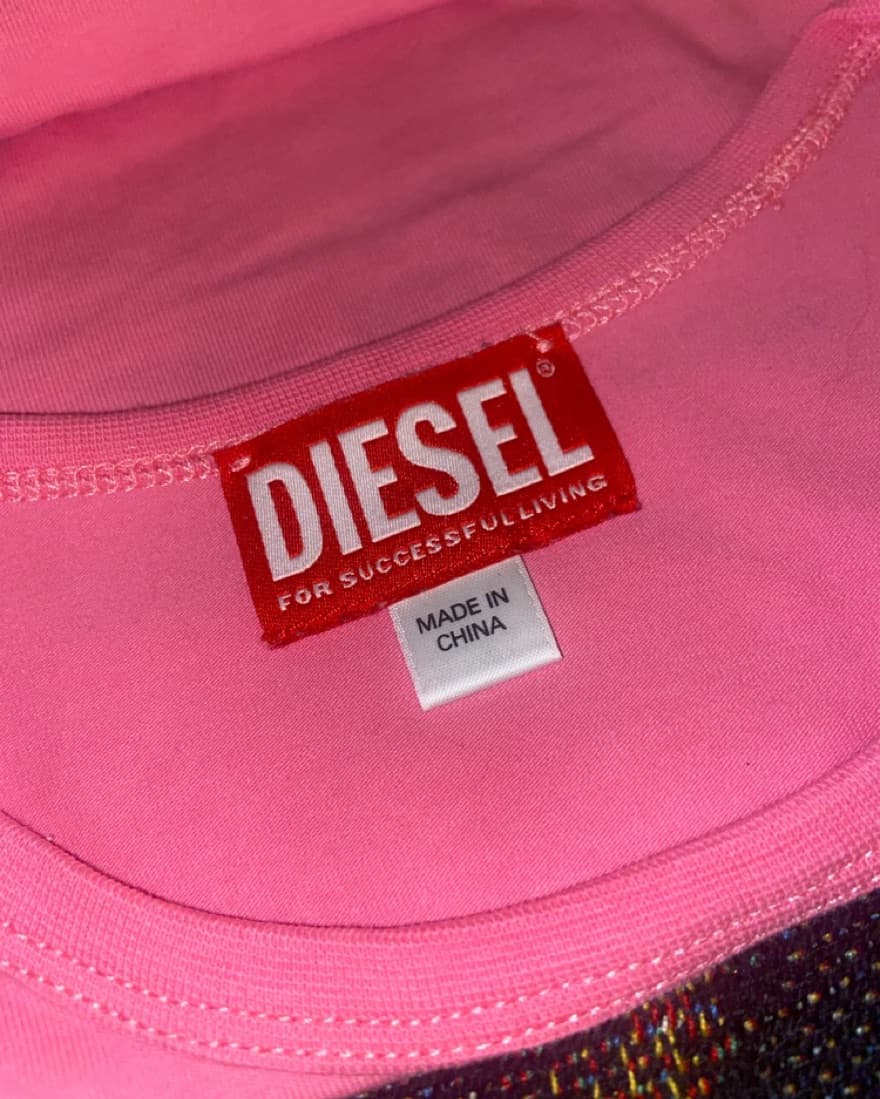 Diesel Peekaboo Logo T-shirt Pink - Image 3