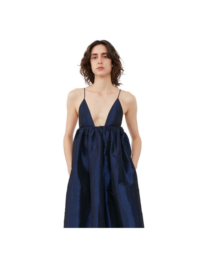 Metallic Blue Ganni Taffeta Dress - Image 5