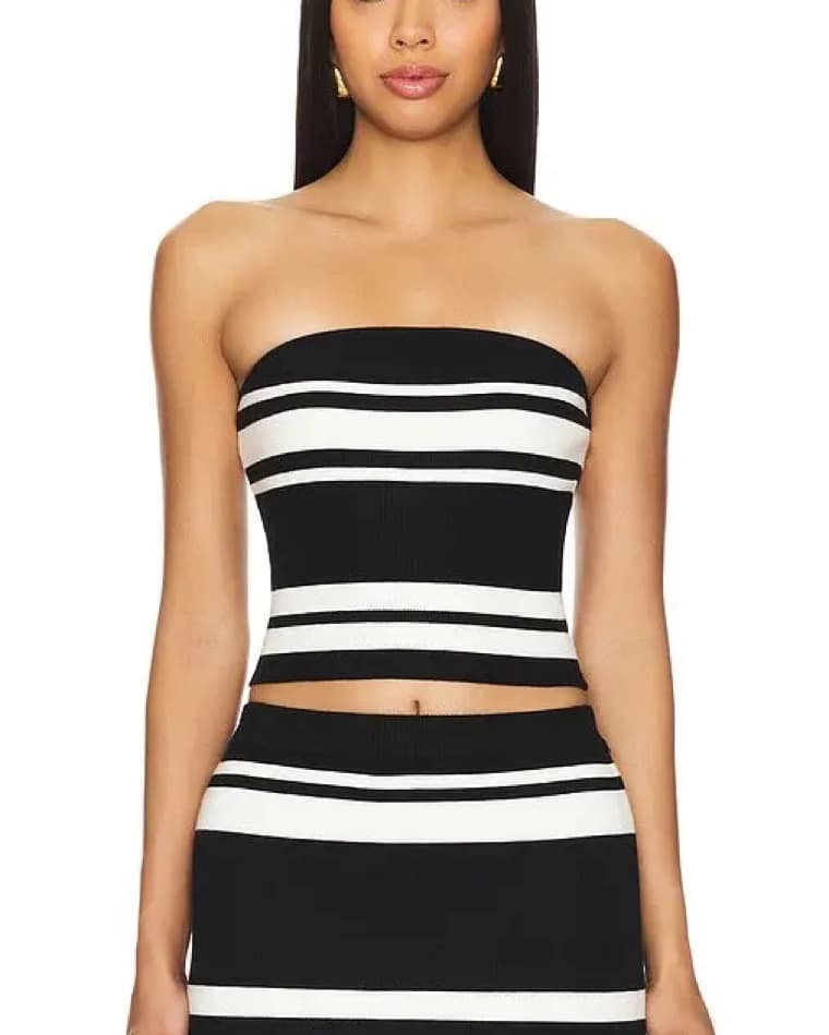 Chic Striped Crop Top and Maxi Skirt Set - Image 2