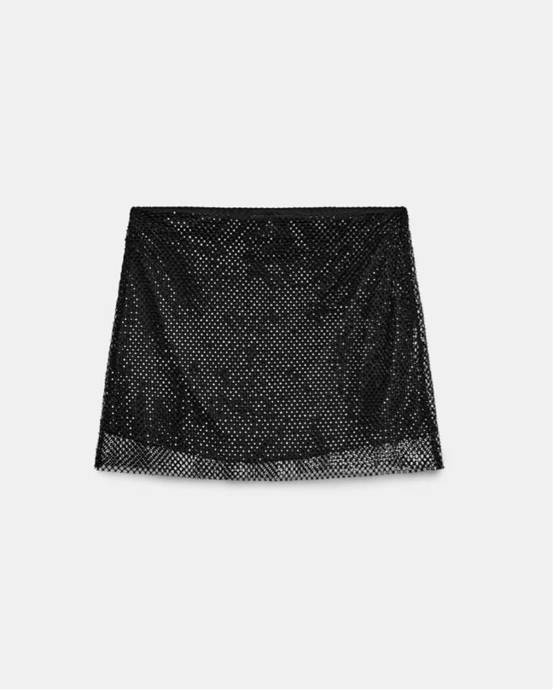 BlackRhinestone mesh Mini Skirt - Image 1