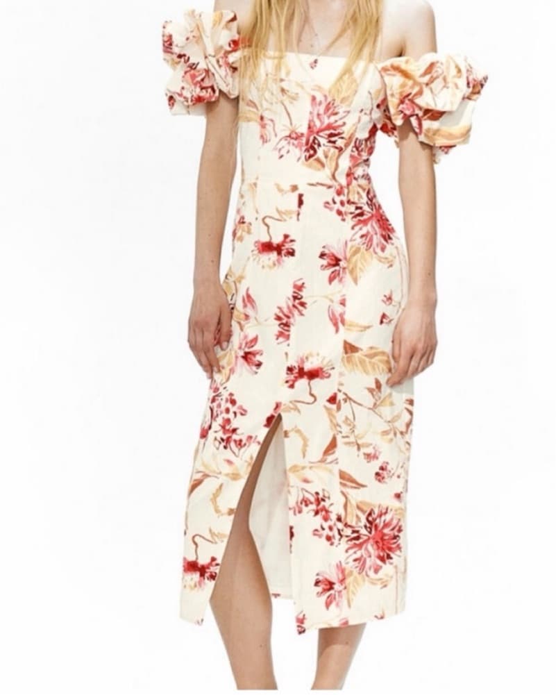 Linen Blend Floral Midi Dress - Image 2